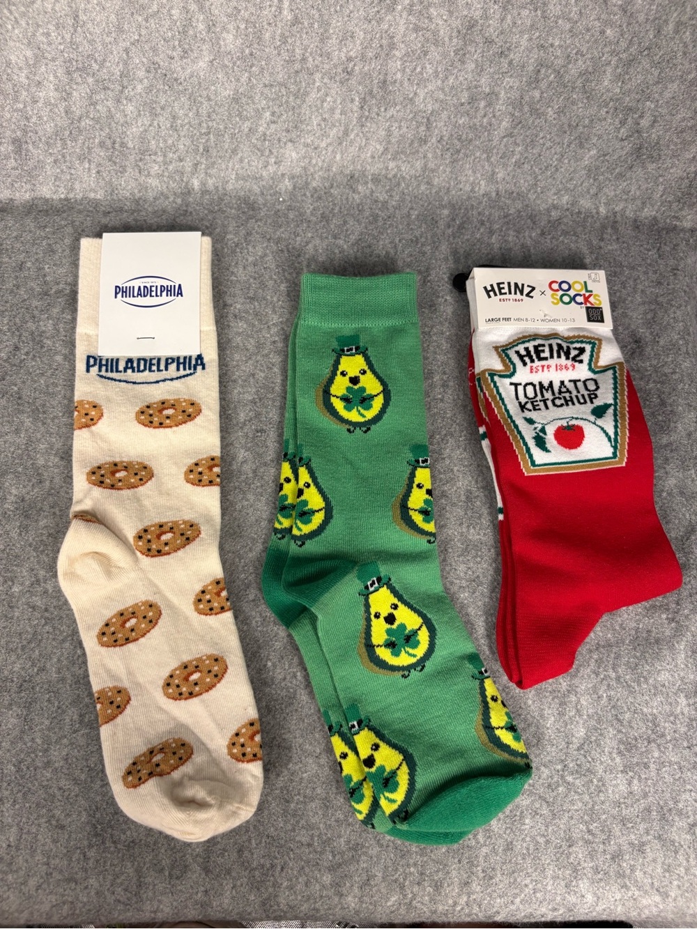 Heinz Philadelphia Avocado Novelty Food Socks Lot of 3